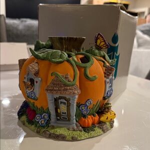 PartyLite Pumpkin Tealight Holder - Orange and Green